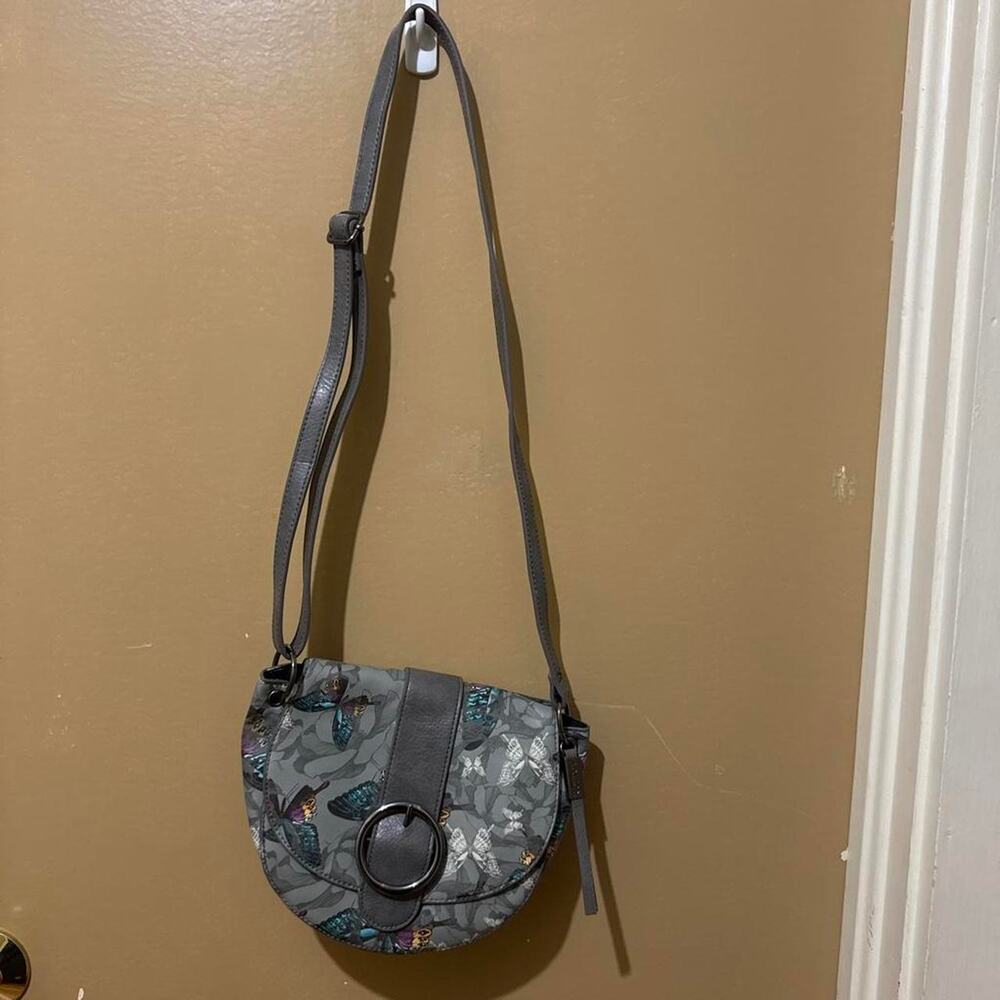 Gray blue butterfly print